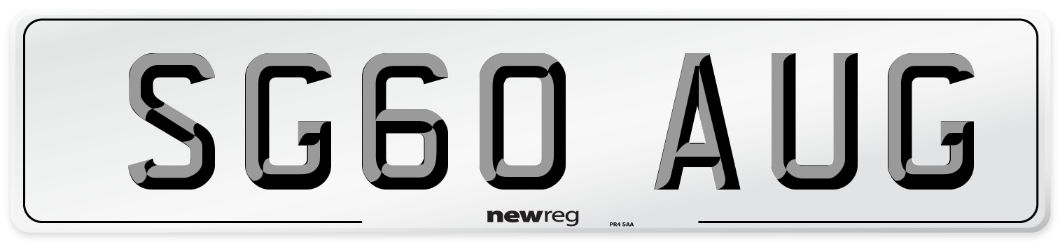 SG60 AUG Number Plate from New Reg